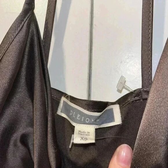 Pleione Elegant Brown Satin Halter Top Camisole Evening Party Tank D14 - Picture 5 of 6